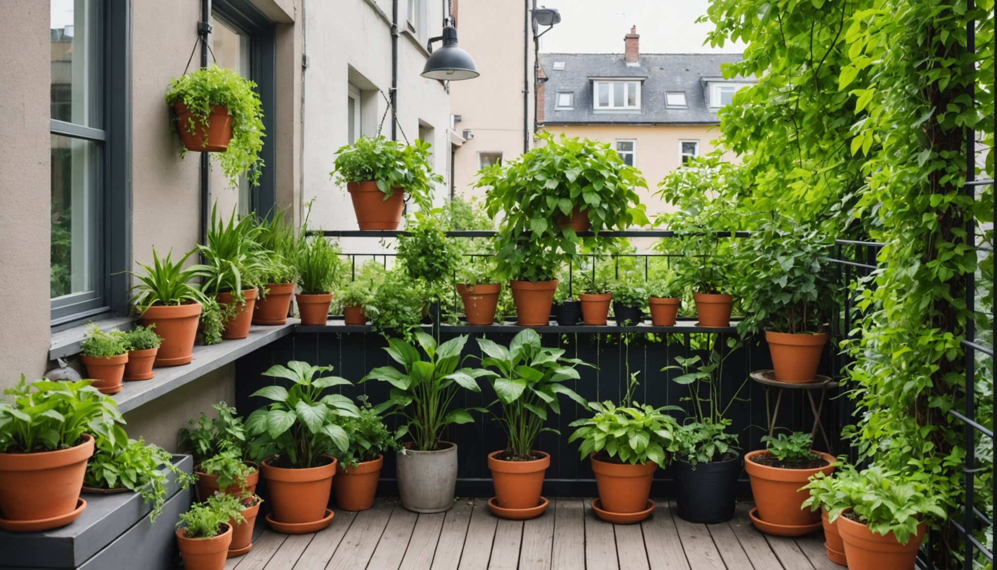 découvrez une astuce simple et efficace pour disposer vos pots sur un balcon tout petit et agrandir visuellement l'espace instantanément. optimisez votre extérieur en un clin d'œil !
