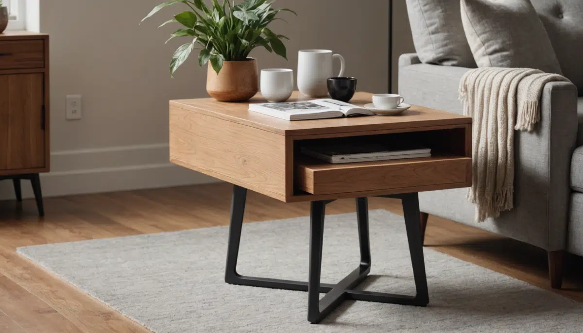 découvrez en exclusivité chez action ces deux tables d’appoint en bois avec un système push innovant, parfaites pour les amateurs de décoration à la recherche d’élégance et de fonctionnalité.