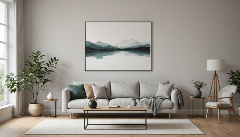 découvrez comment une simple décoration au-dessus du canapé a métamorphosé tout un mur en une œuvre d'art minimaliste, alliant élégance et simplicité dans votre salon.