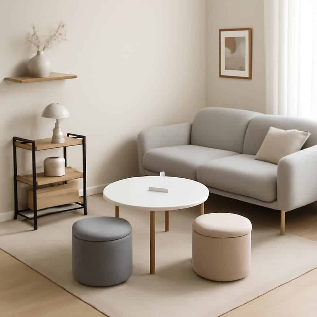 libérez votre salon avec notre meuble à roulettes innovant, qui s'invite au plus près du canapé pour remplacer la table basse encombrante et optimiser votre espace central avec style.