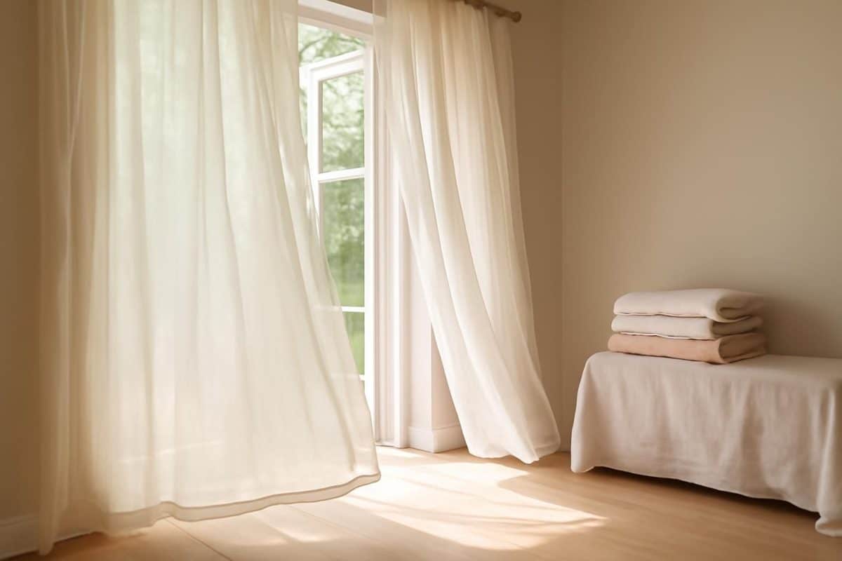 découvrez pourquoi laver vos rideaux en gaze de coton à la même température que vos draps pourrait changer leur chute et comment repositionner l'ourlet pour un rendu parfait sans toucher le sol.