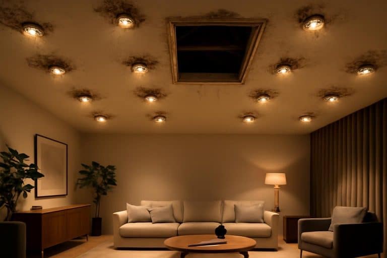 découvrez comment l'installation de 12 spots encastrés a transformé mon salon en ambiance « hôtel », et ce que j'ai découvert en ouvrant la trappe des combles autour de chacun d'eux.