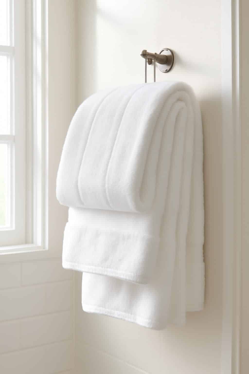 découvrez mon expérience en utilisant une seule serviette de bain pendant une semaine pour réduire les lessives et ce que j’ai découvert après un mois d’utilisation sous la lampe de la salle de bains.