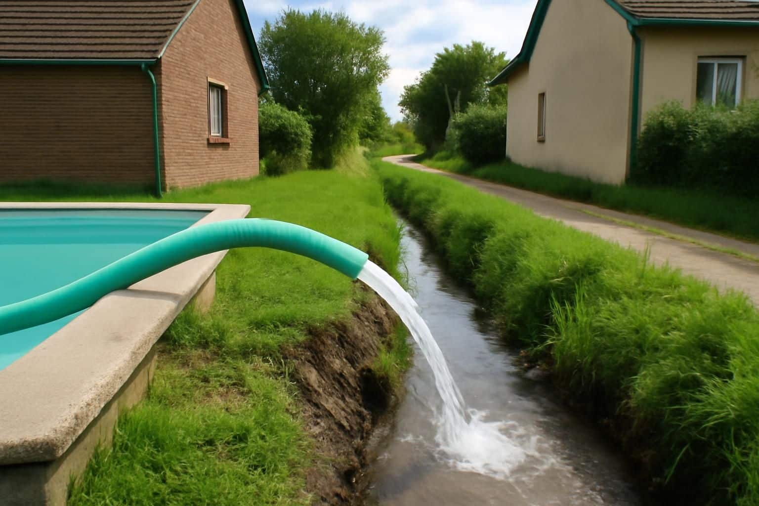 découvrez l'histoire surprenante d'un tuyau de vidange de piscine qui s'est retrouvé dans le fossé du voisin, et les conséquences inattendues trois semaines plus tard.