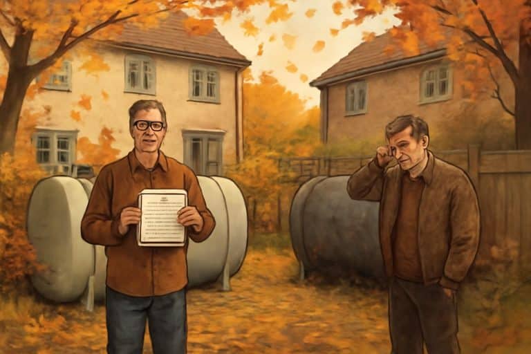 découvrez pourquoi, dans une copropriété sous le même jardin à l'automne, un seul des deux propriétaires a pu fournir le certificat de conformité de sa cuve à fioul de 2000 litres exigé par le notaire, et les implications légales qui en découlent.