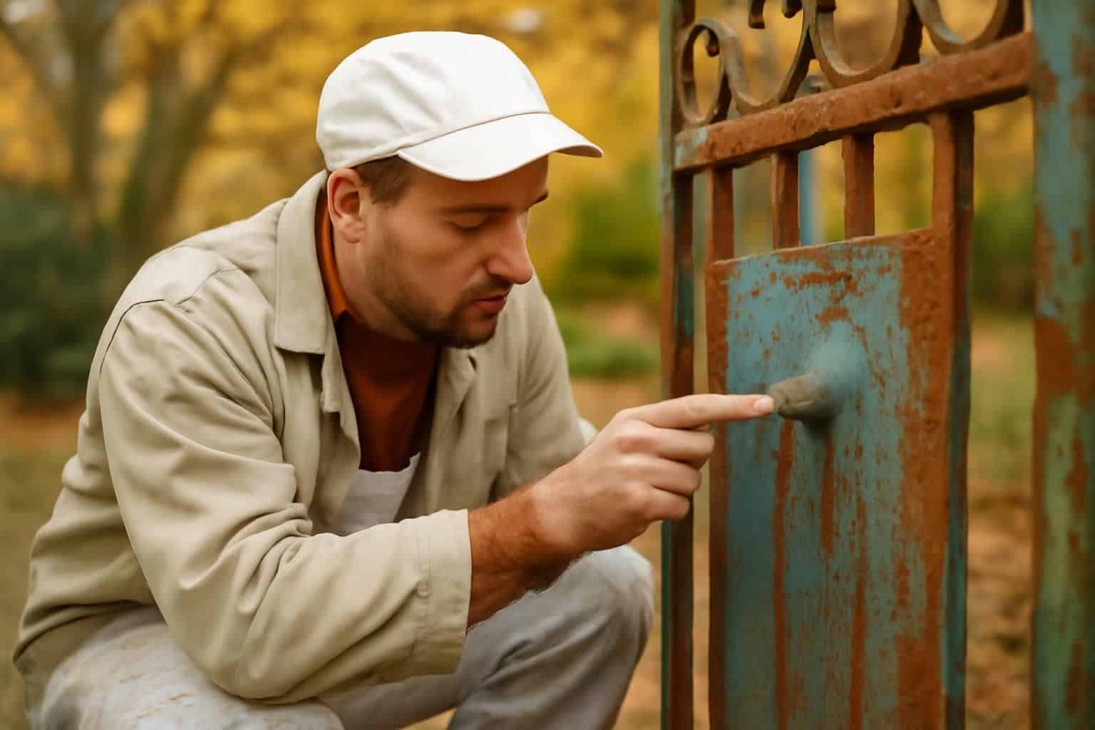 quatre mois après avoir repeint son portail en fer pour éliminer la rouille, un peintre découvre une cloque sous la peinture lors d'un simple rafraîchissement un week-end de septembre.