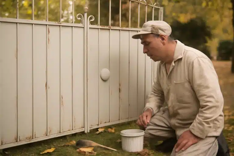 quatre mois après avoir repeint son portail en fer pour éliminer la rouille, un peintre découvre avec surprise une cloque apparaissant sous ses yeux lors d'un simple rafraîchissement un week-end de septembre.