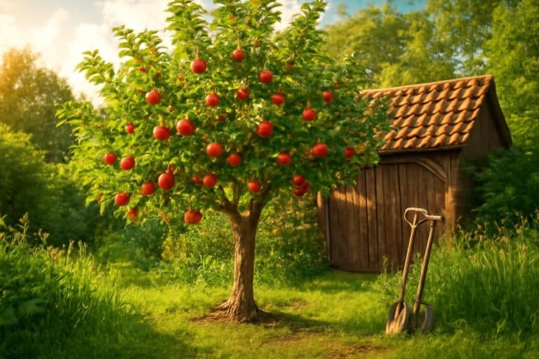 découvrez comment un pommier nain planté profondément pour résister au vent a dépassé le toit du garage en cinq ans. le secret étonnant de sa croissance impressionnante révélé.